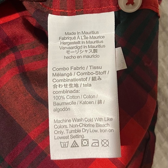 J. Crew LS Shirt - Men’s Medium - Red and dark green plaid - lightweight - NWT - Picture 5 of 5